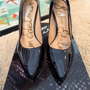 Sam Edelman Hazel Pointed Toe Black Patent Pumps - Size 9M